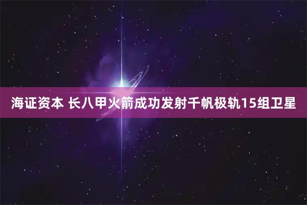 海证资本 长八甲火箭成功发射千帆极轨15组卫星